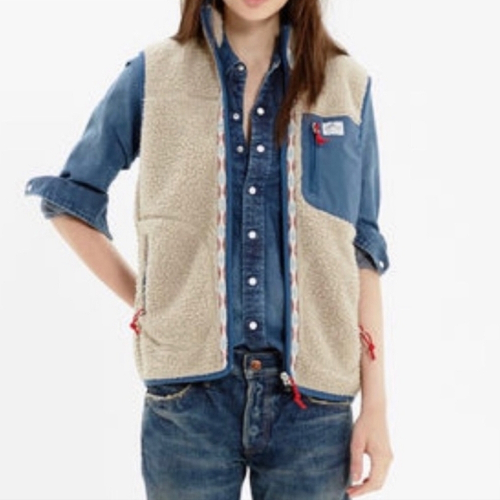 Penfield X Madewell Women's Lucan Sherpa Fleece Boho Aztec Vest Large